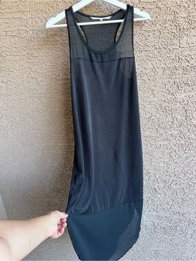 Rachel Rachel Roy Black Mesh Panel Racerback Midi Dress - Minimalist Chic